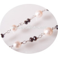 Fashion White Black Crystal Beaded Pearl Lanyard